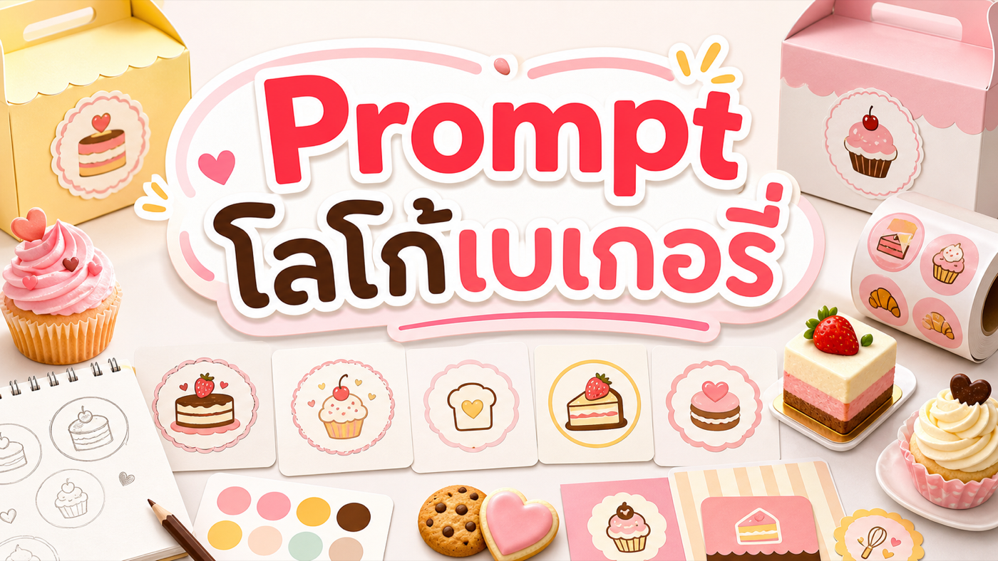 Prompt ออกแบบโลโก้เบเกอรี่พร้อมภาพตัวอย่างหลายสไตล์
