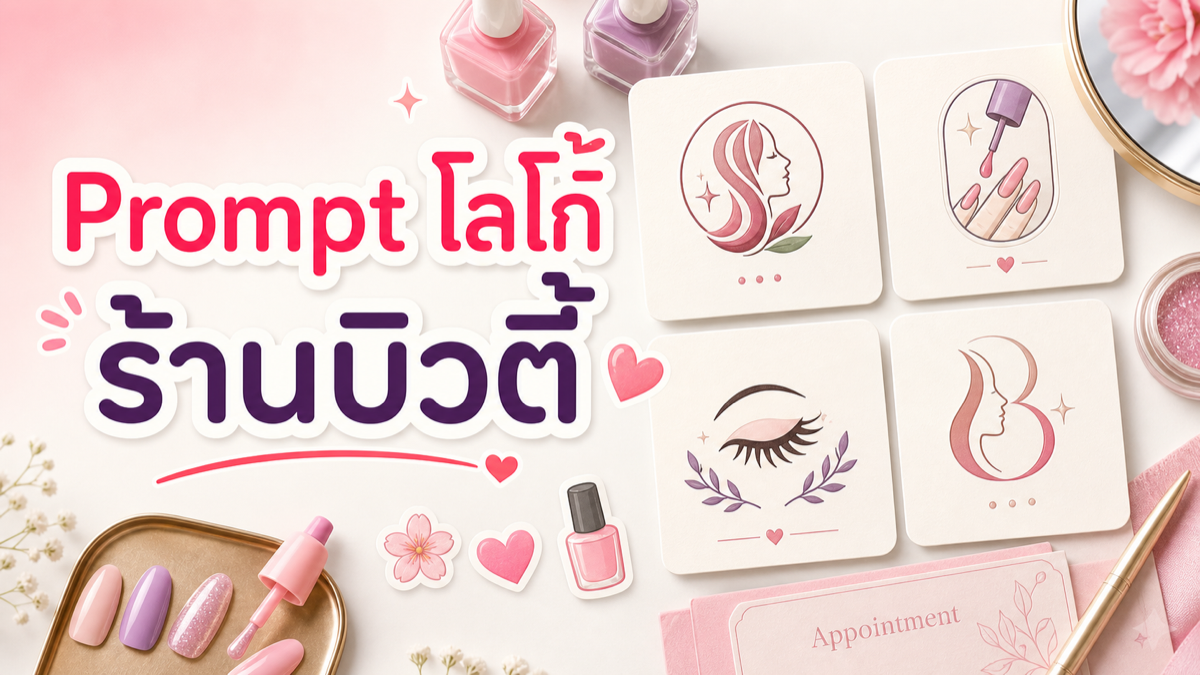 Prompt ออกแบบโลโก้ร้านบิวตี้ ร้านทำเล็บ และ beauty studio