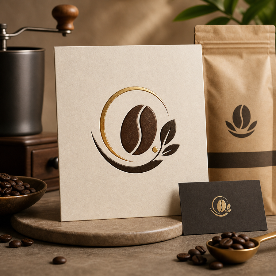 ตัวอย่างโลโก้โรงคั่วกาแฟพรีเมียมจาก prompt