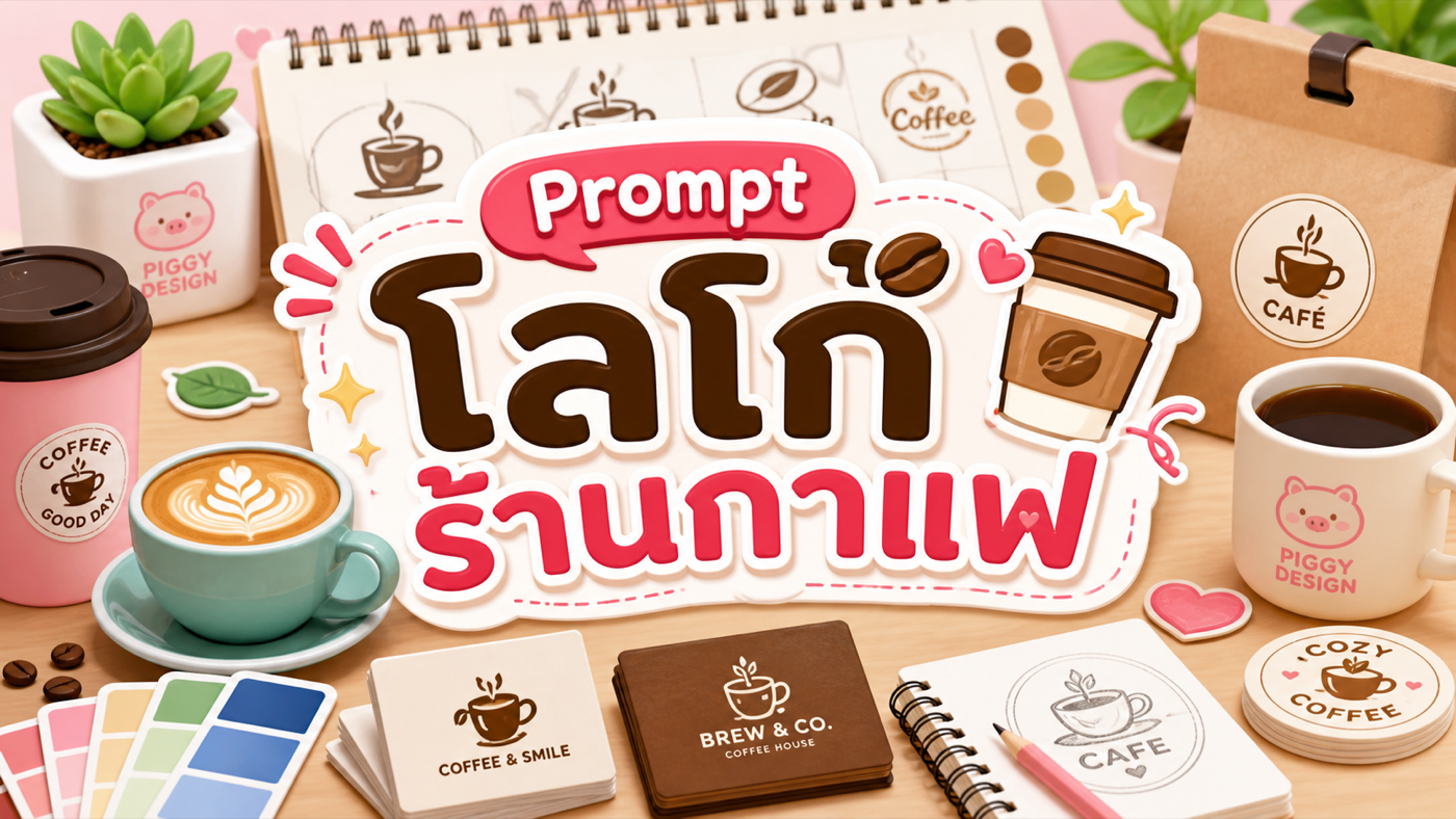 Prompt ออกแบบโลโก้ร้านกาแฟพร้อมตัวอย่างโลโก้คาเฟ่หลายสไตล์