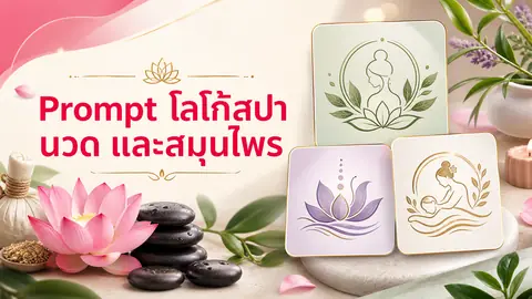 แนวคิดโลโก้สปา ร้านนวด และสมุนไพร พร้อมดอกบัว ใบไม้ และหินนวด