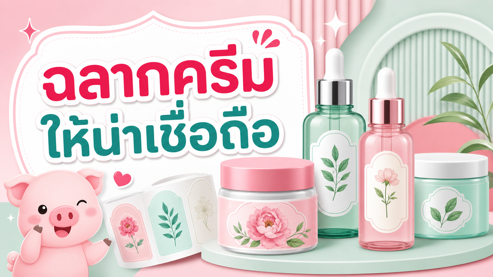 ภาพฉลากครีมและเครื่องสำอางโทนสะอาดสำหรับบทความออกแบบฉลากให้น่าเชื่อถือ