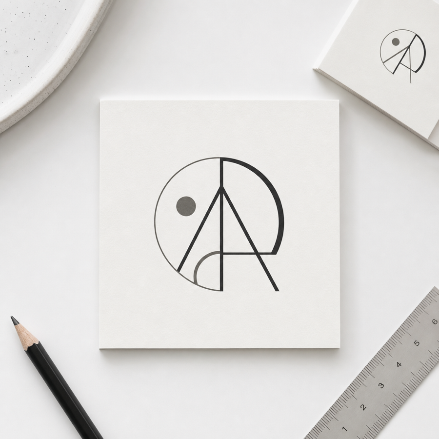 ตัวอย่างโลโก้มินิมอล geometric monogram จาก prompt