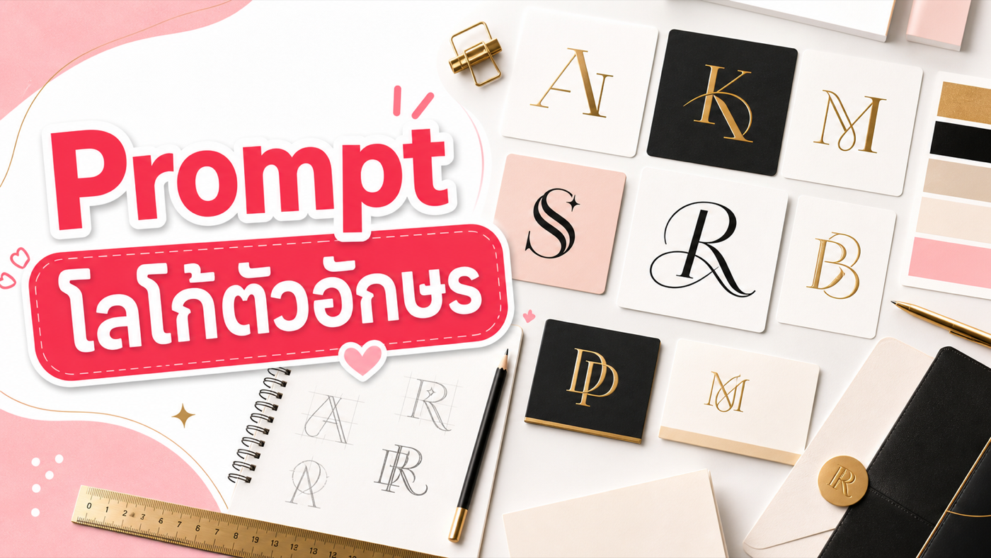 Prompt ออกแบบโลโก้ตัวอักษรและ monogram พร้อมภาพตัวอย่าง