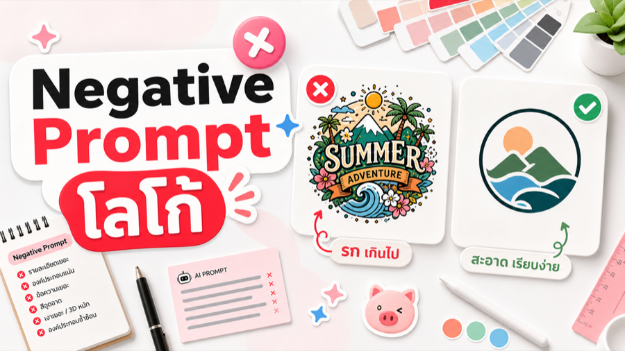 Negative prompt สำหรับทำโลโก้ AI ให้ไม่รกและพร้อมพัฒนาต่อ