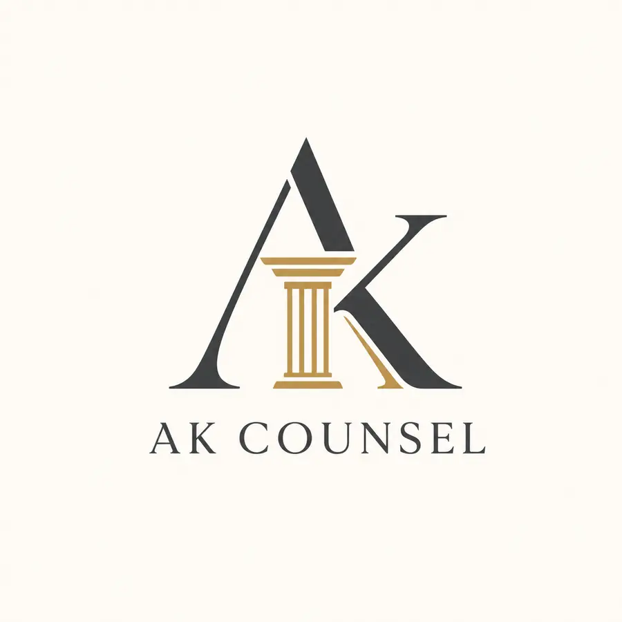 ตัวอย่างโลโก้สมมติสำนักงานกฎหมาย AK COUNSEL