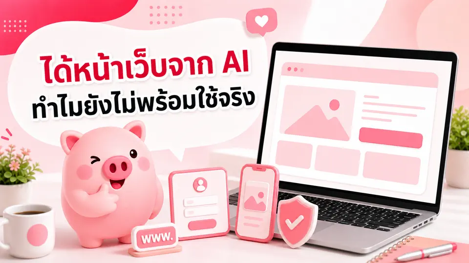 ภาพมาสคอต Piggy อธิบายเรื่อง Prompt ได้หน้าเว็บแล้ว ทำไมยังไม่เท่ากับมีเว็บไซต์ธุรกิจที่พร้อมใช้งาน