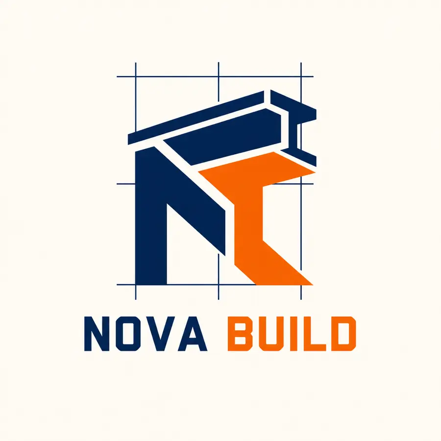 ตัวอย่างโลโก้สมมติแนววิศวกรรมทันสมัย NOVA BUILD