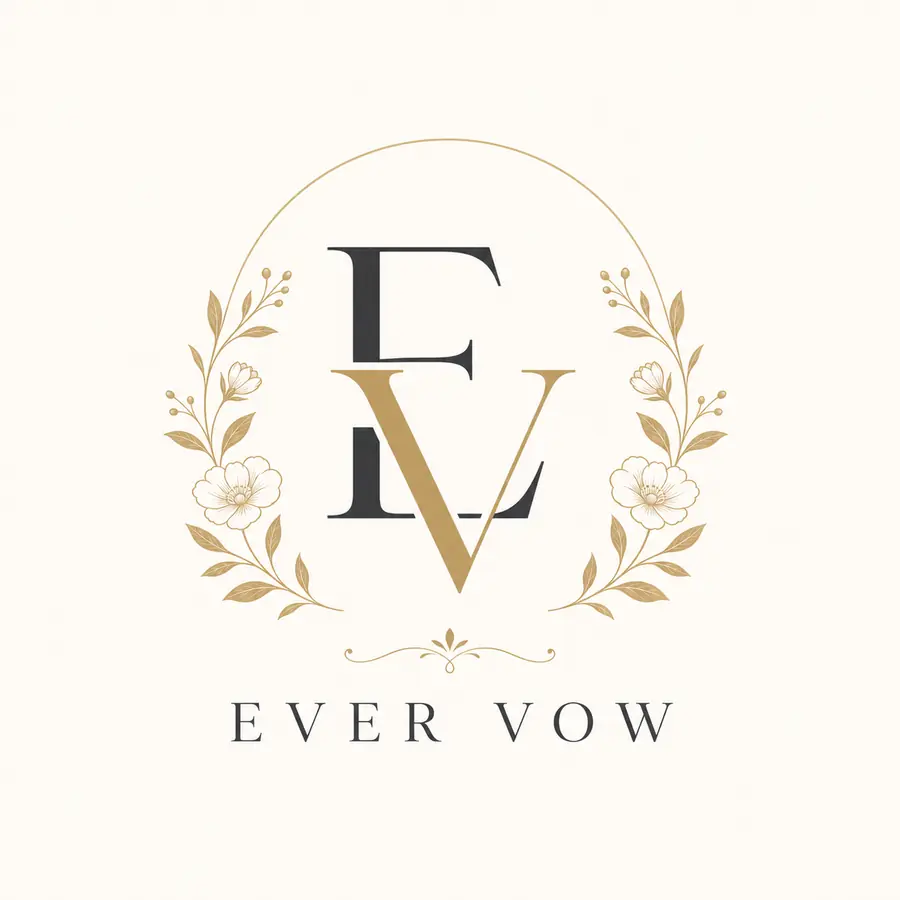 ตัวอย่างโลโก้สมมติ Wedding Studio EVER VOW