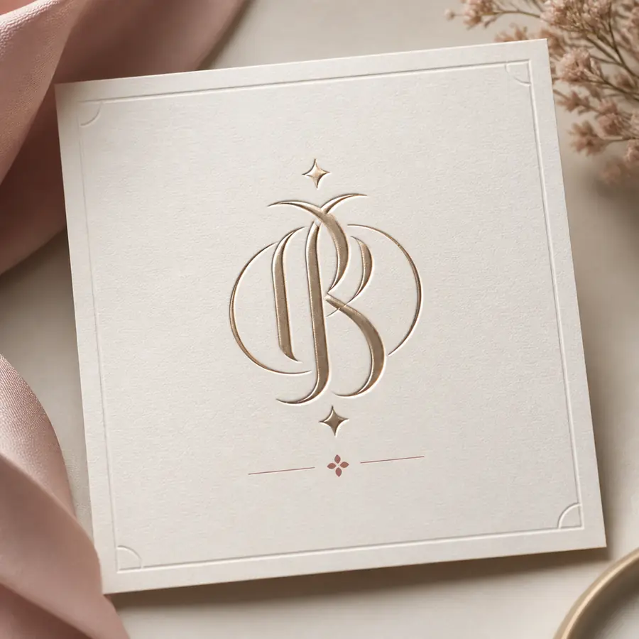 ตัวอย่างโลโก้ monogram หรูสำหรับแบรนด์พรีเมียมจาก prompt