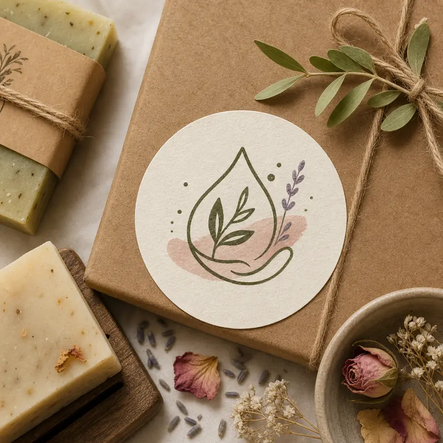 ตัวอย่างโลโก้ organic handmade สำหรับสินค้าแฮนด์เมดจาก prompt