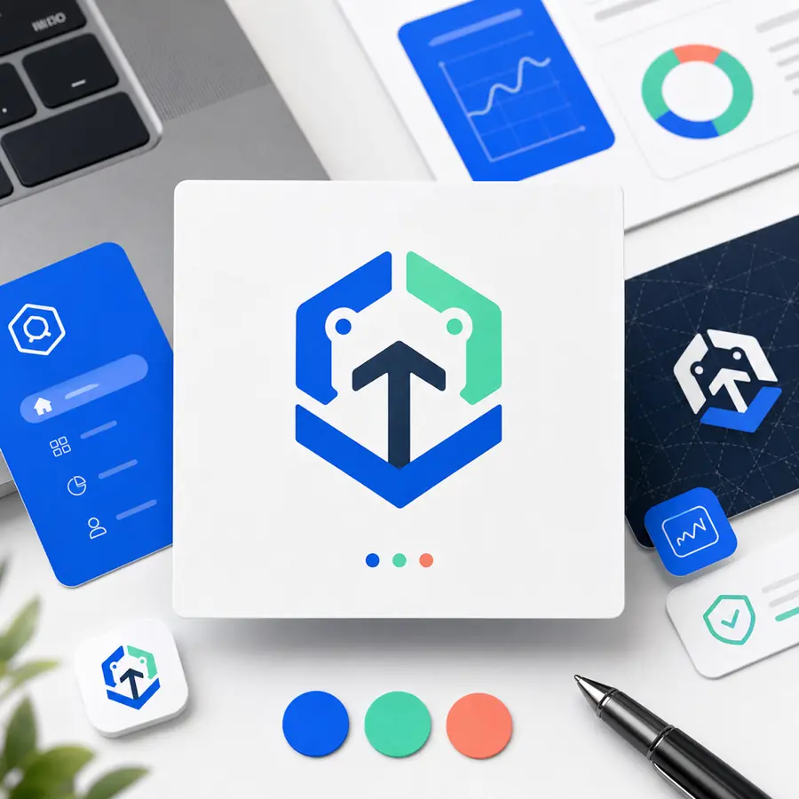 ตัวอย่างโลโก้ tech geometric สำหรับสตาร์ทอัพจาก prompt