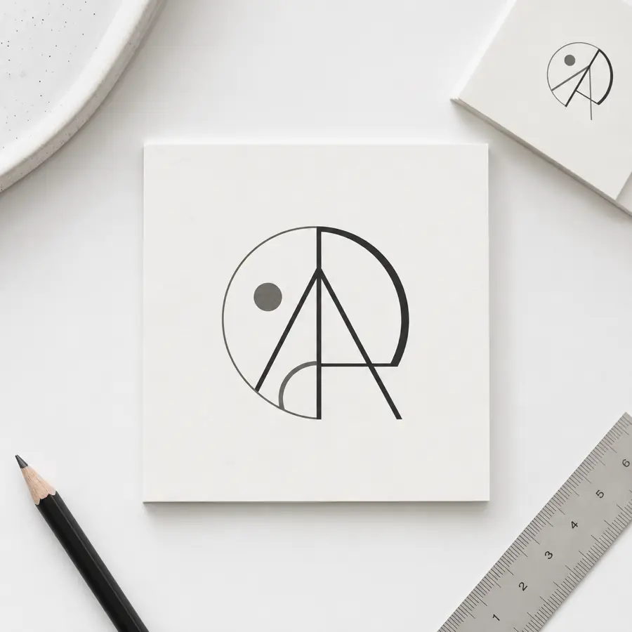 ตัวอย่างโลโก้มินิมอล geometric monogram จาก prompt