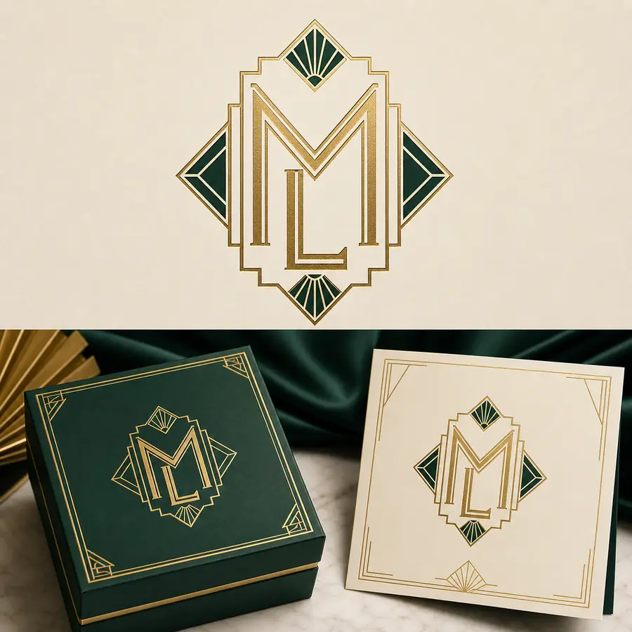 ตัวอย่างโลโก้ monogram Art Deco จาก prompt
