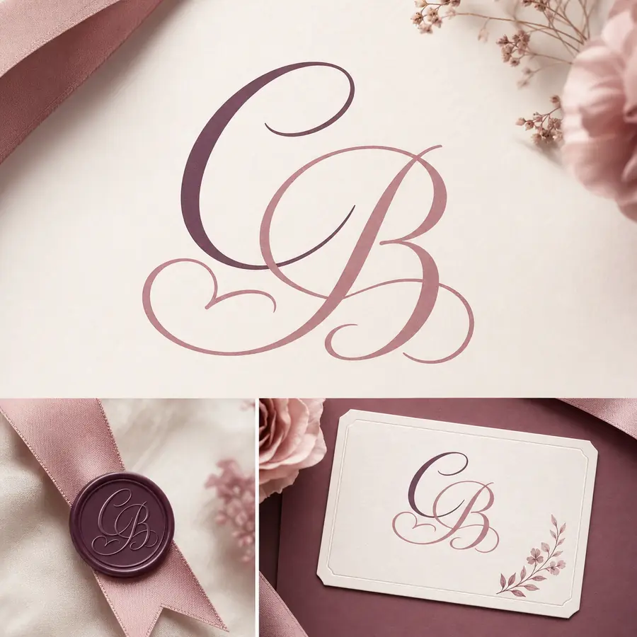ตัวอย่างโลโก้ calligraphy monogram จาก prompt