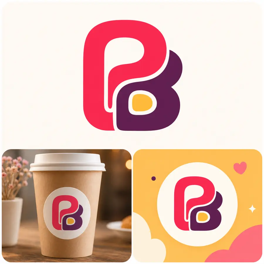 ตัวอย่างโลโก้ monogram ทรงมนเป็นมิตรจาก prompt