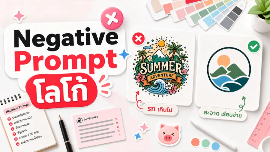 Negative prompt สำหรับทำโลโก้ AI ให้ไม่รกและพร้อมพัฒนาต่อ