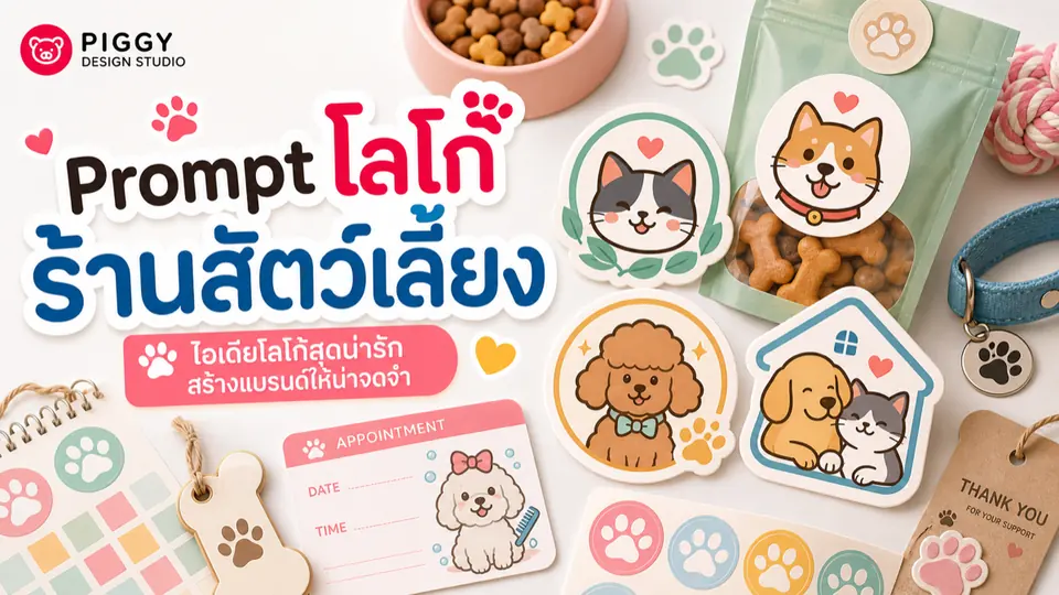 Prompt ออกแบบโลโก้ร้านสัตว์เลี้ยงและ pet brand