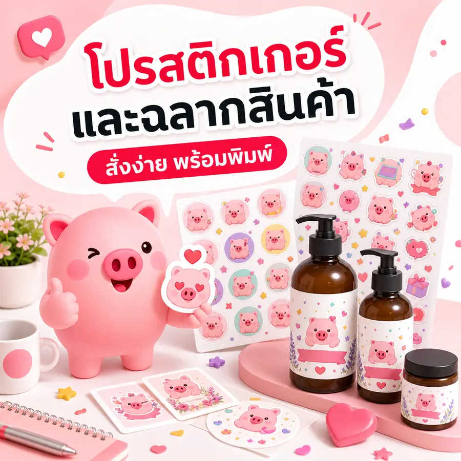 ตัวอย่างโปสเตอร์โปรโมชันสติกเกอร์และฉลากสินค้าอัตราส่วน 1 ต่อ 1