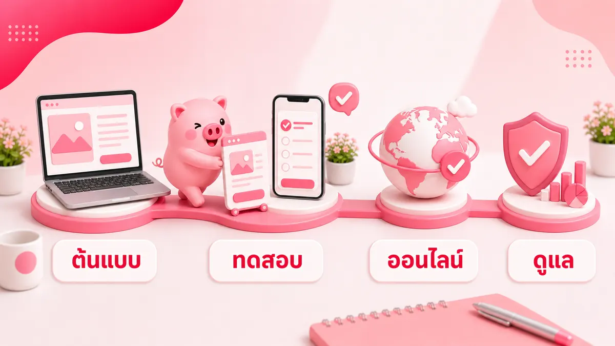 แผนงานเว็บไซต์จากต้นแบบ ผ่านการทดสอบ เปิดออนไลน์ และดูแลต่อ