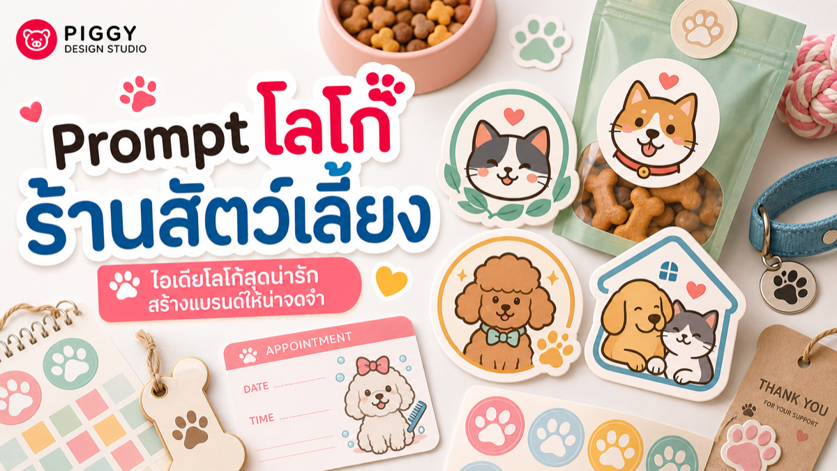 Prompt ออกแบบโลโก้ร้านสัตว์เลี้ยงและ pet brand