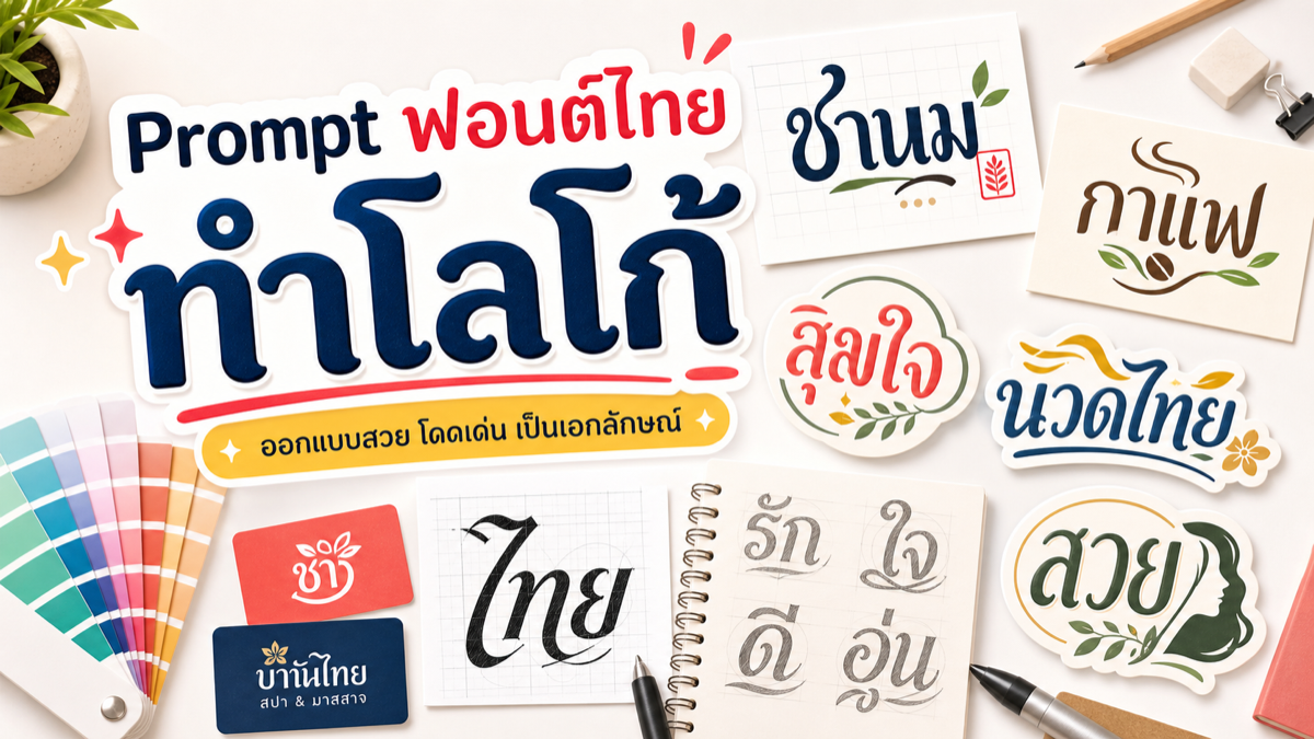 Prompt ฟอนต์ไทยทำโลโก้พร้อมตัวอย่างหลายสไตล์