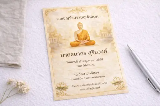 บริการการ์ดงานบวชออนไลน์ Piggy Design